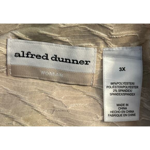 Alfred Dunner Brown Tan Floral Textured Blouse Rhinestone Embellished Size 3X - Picture 3 of 5